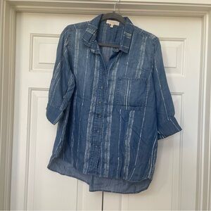 Side stitch medium denim shirt button down new without tag